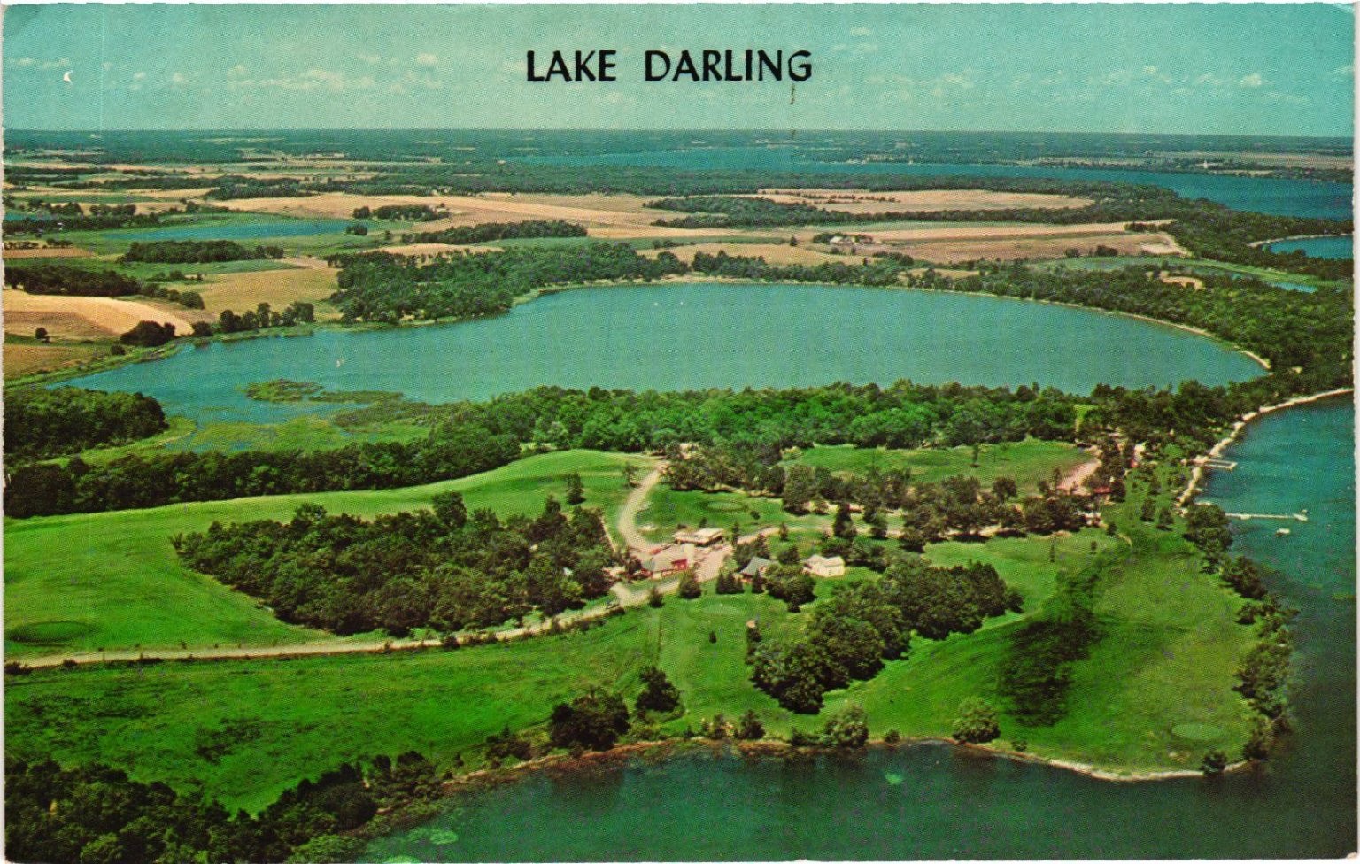 Vintage Lake Darling Minnesota Postcard Alexandria MN Aerial View 1965