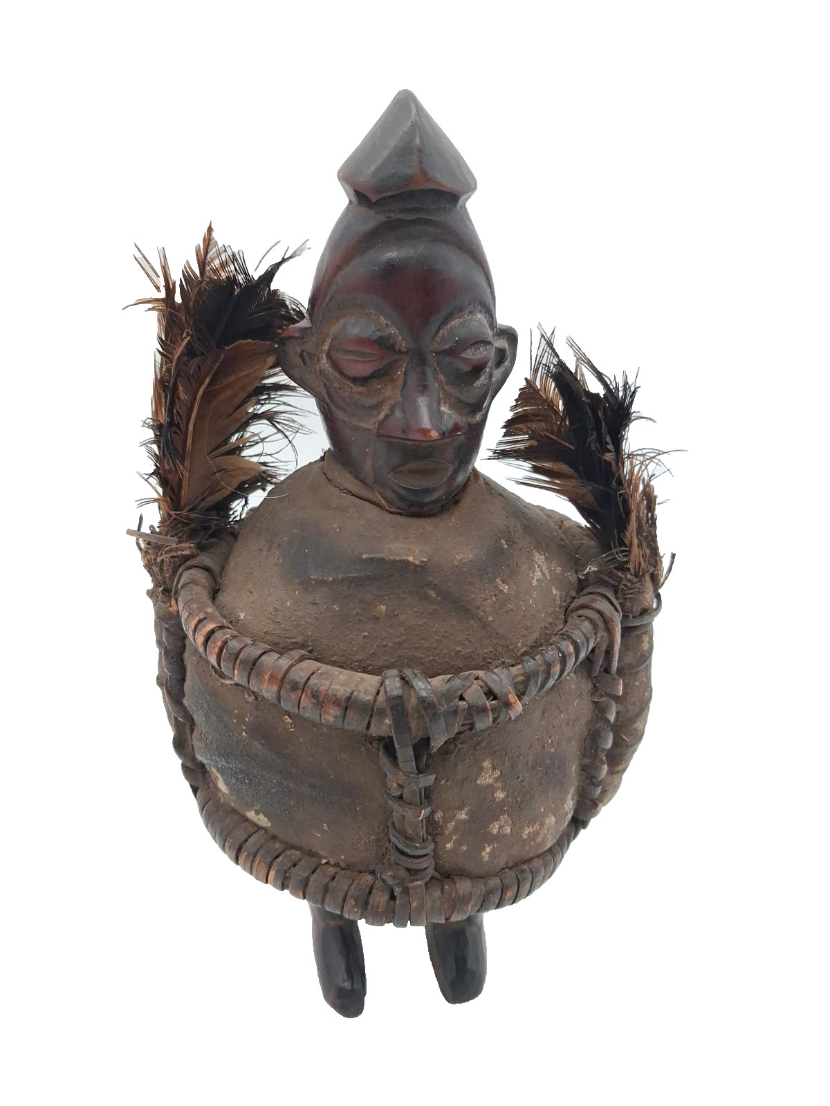 Yaka Power Figure Mbwoolo Fetish DR Congo Wood Statue Medicine Bundle 7.5
