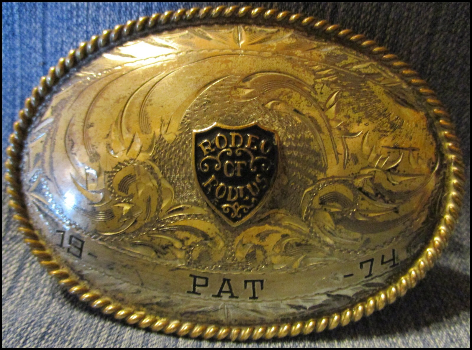 Vintage 1974 SOLID STERLING SILVER FRONT Rodeo of Rodeos by BK PAT Belt Buckle 