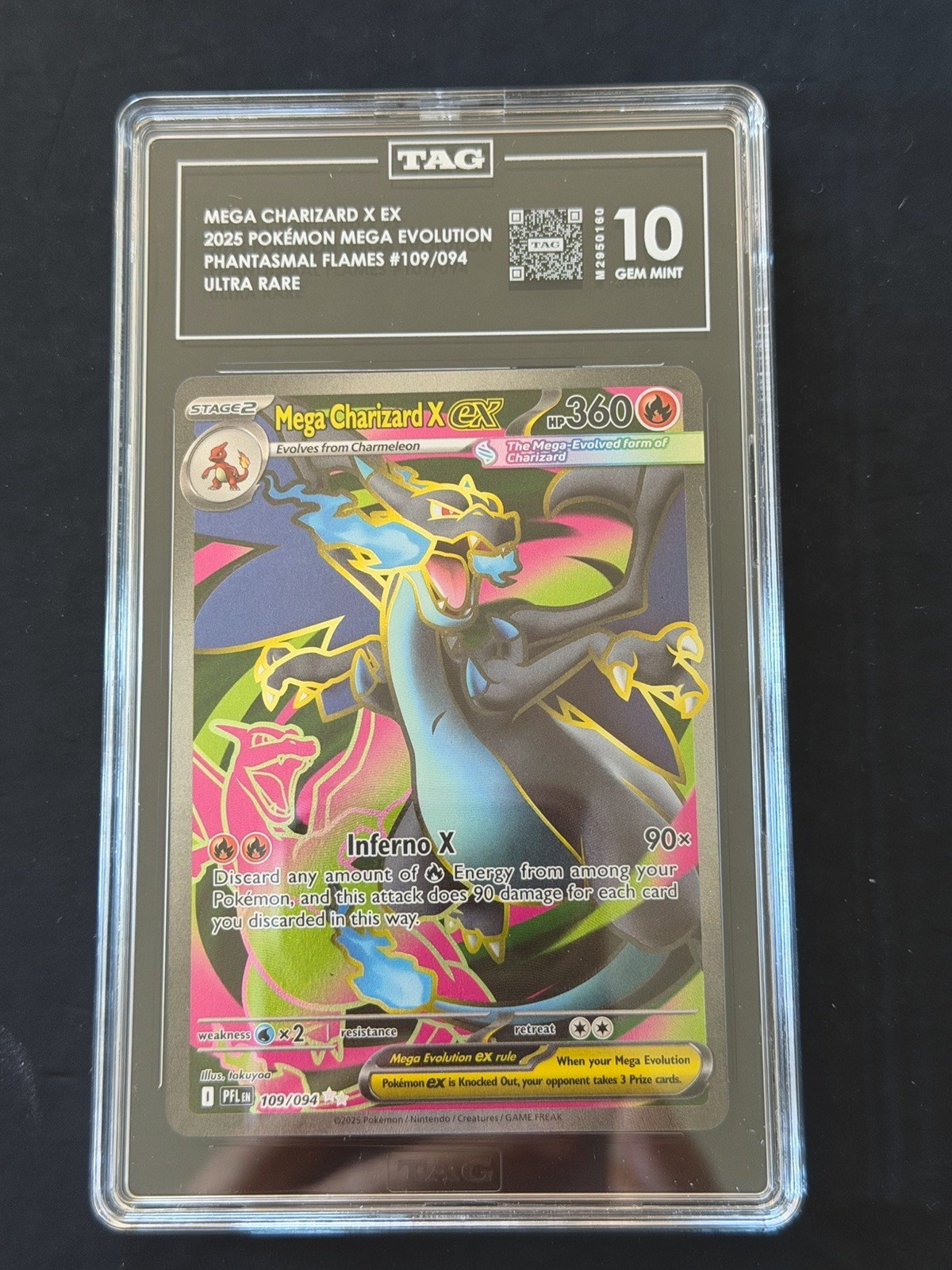 2025, Mega Charizard X ex, #109, Mega Evolution, PFL, Ultra Rare, TAG 10