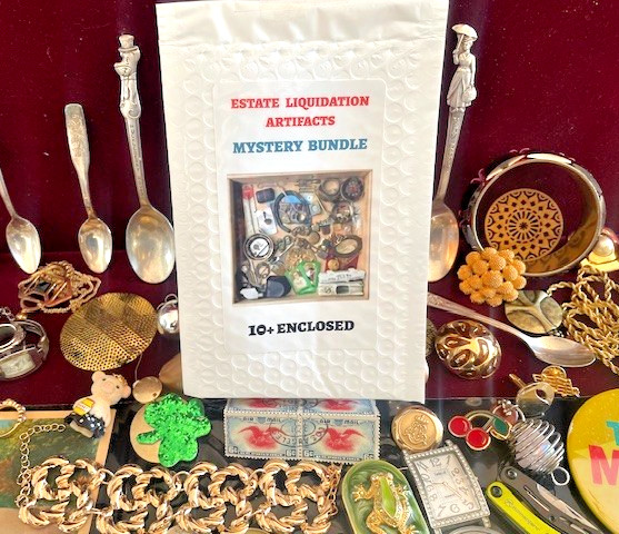 Estate Finds-Mixed smalls: Jewelry, Coins, Stamps, Watch, 10+vintage - lot D66