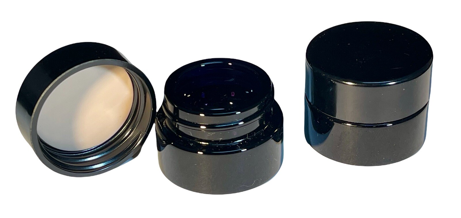 100x 5ml UV Glass Jars w/ Tan PTFE Lids Wholesale Airtight Non-Childproof