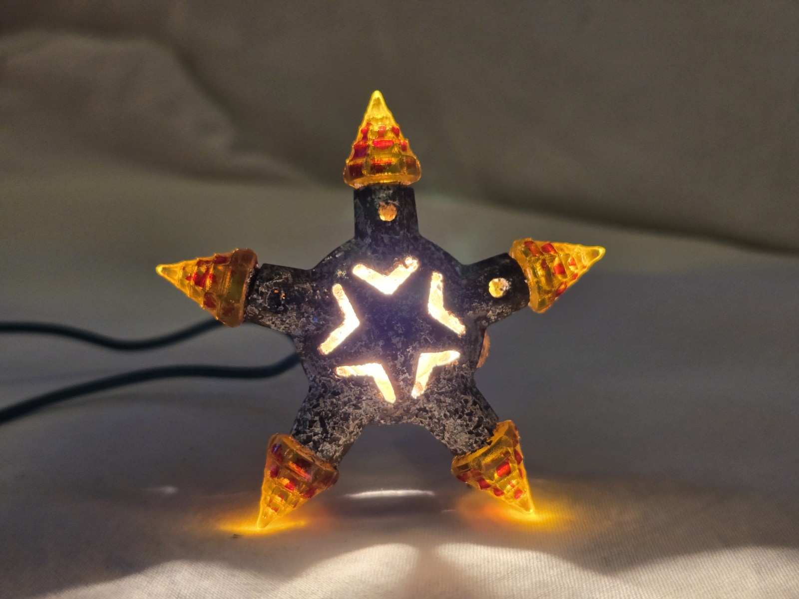 Vintage 1930s C-6 KRISTAL STAR Christmas Light Yellow Red Speckled WORKING Rare