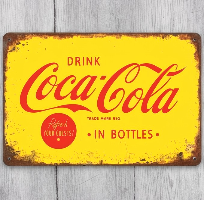 Drink Coca-Cola In Bottles 8 x 12 Novelty Metal Sign Made In USA New