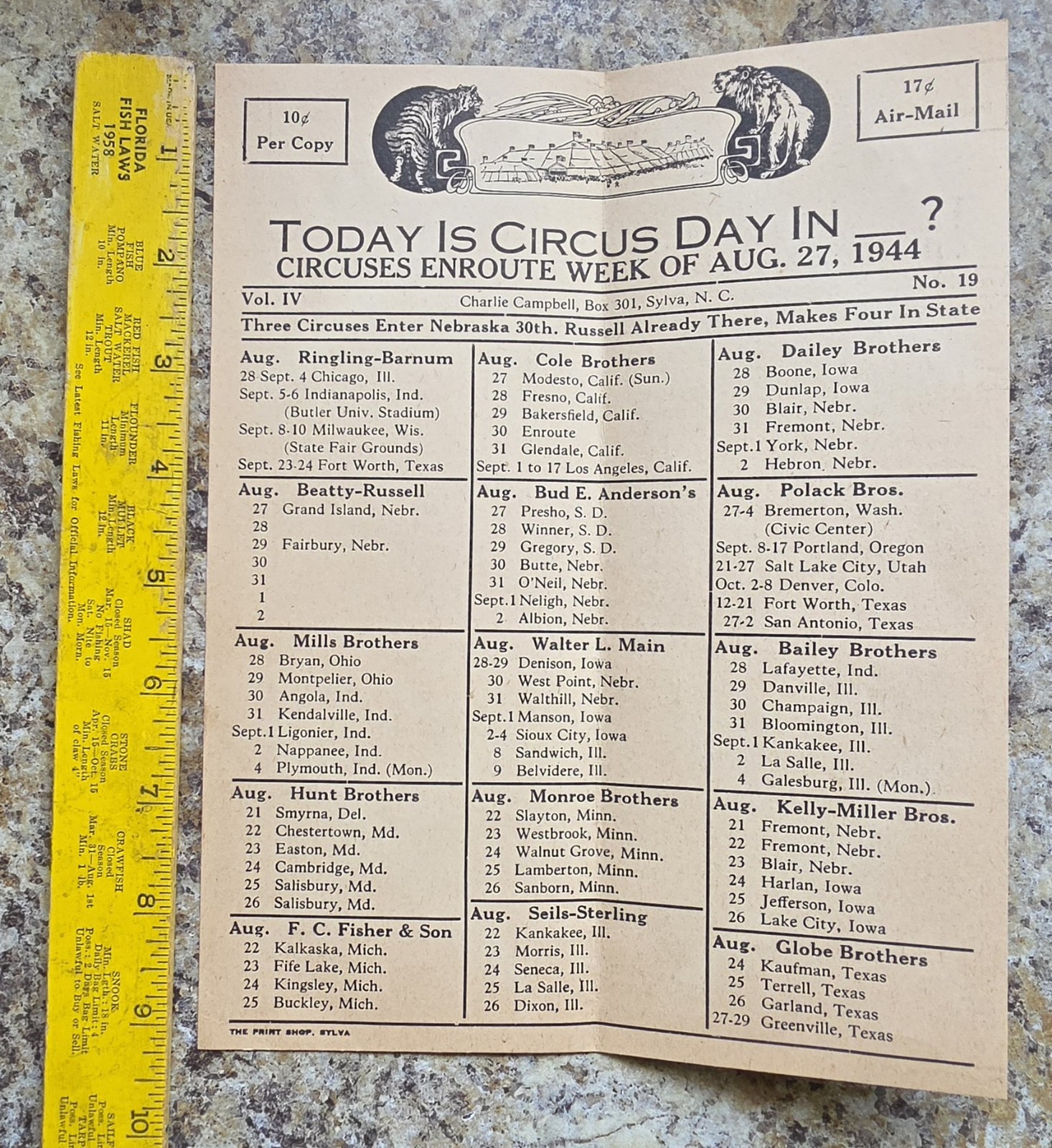 1944 Circus Schedule