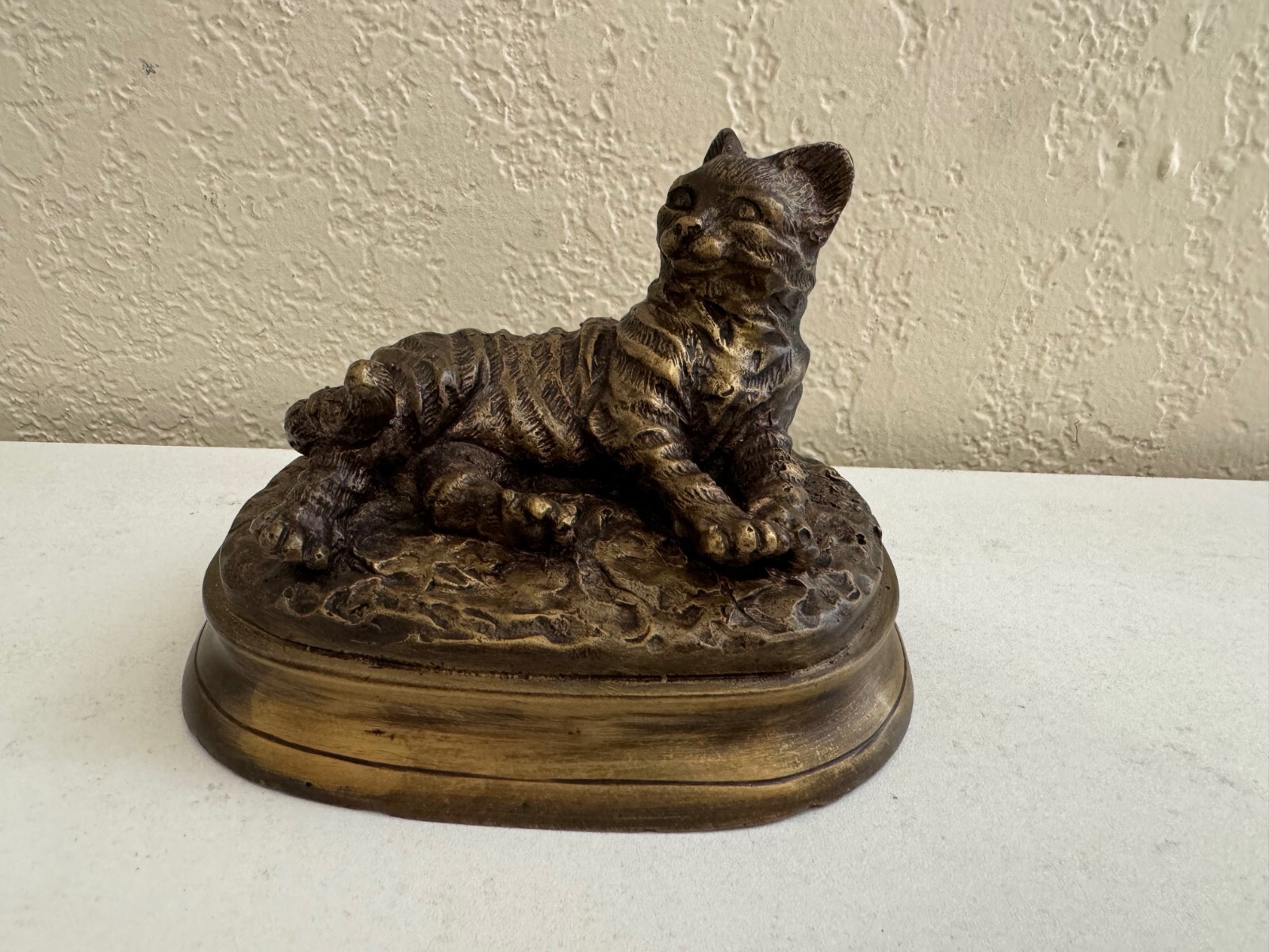 Vintage Antique Bronze Cat Statue After P.J. Mene