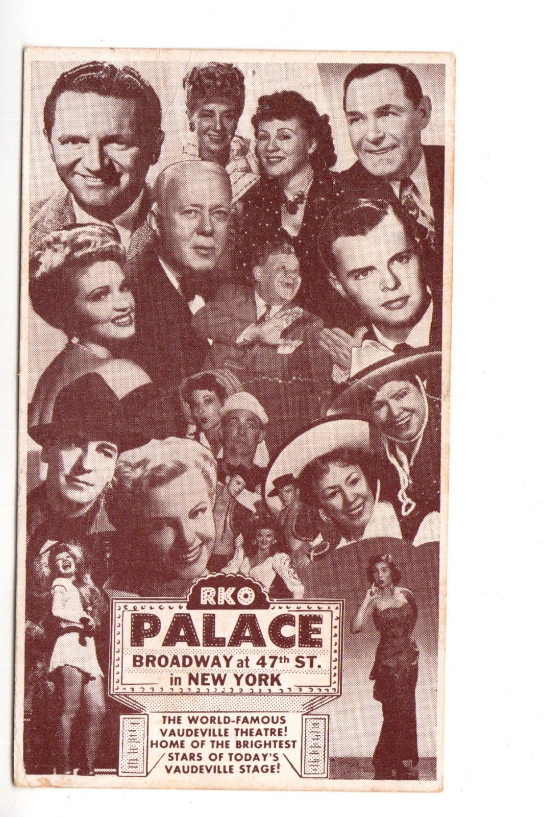 Postcard: RKO Palace, Vaudeville Theatre, New York City, NY - Broadway actors