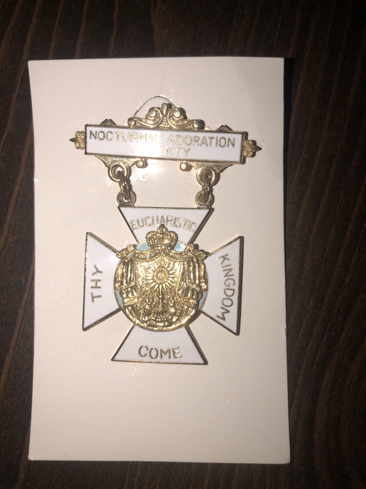 Nocturnal Adoration Society Medal Pin Catholic Silent Prayer Eucharist