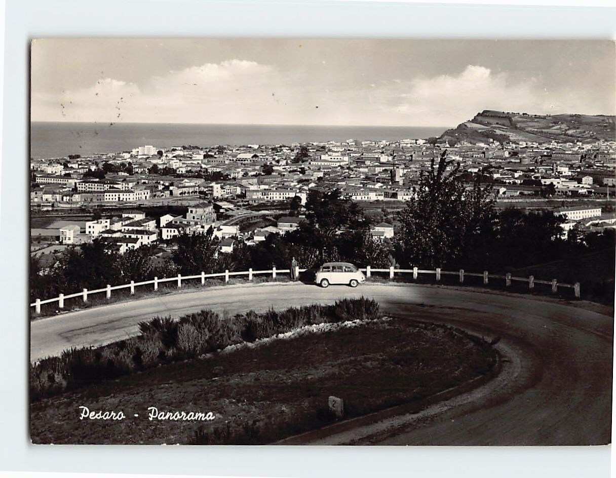 Postcard Road Scene & Panorama View Of Pesaro Italy