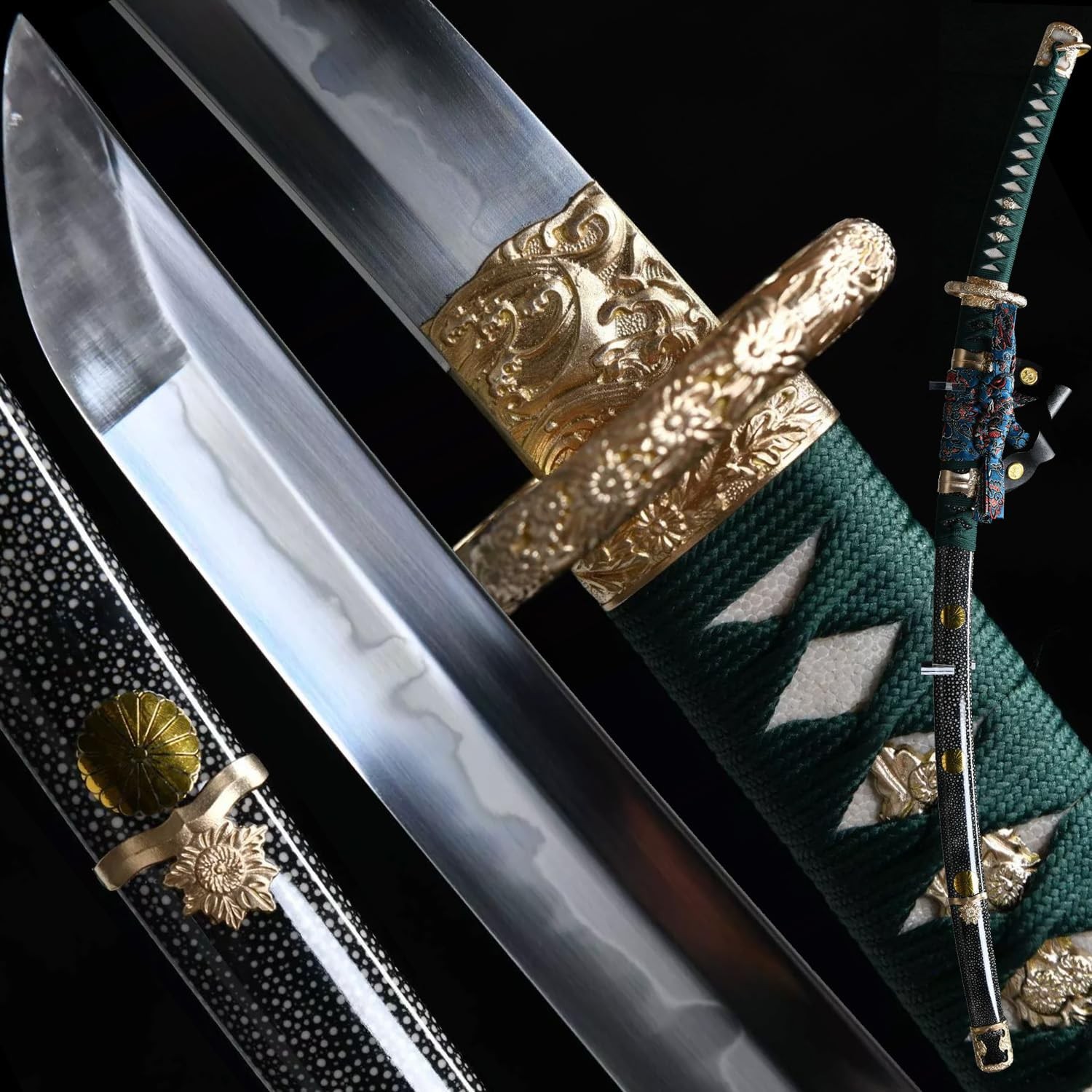 Authentic Japanese Royal Chrysanthemum Tachi Sword Clay TemperedT10 Steel Sharp