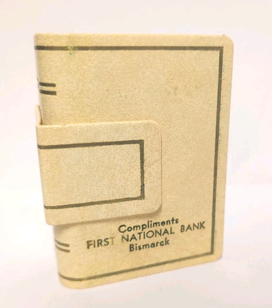 Vintage Leather Double Deck Playing Card Books BISMARCK North Dakota 1st Nat'l