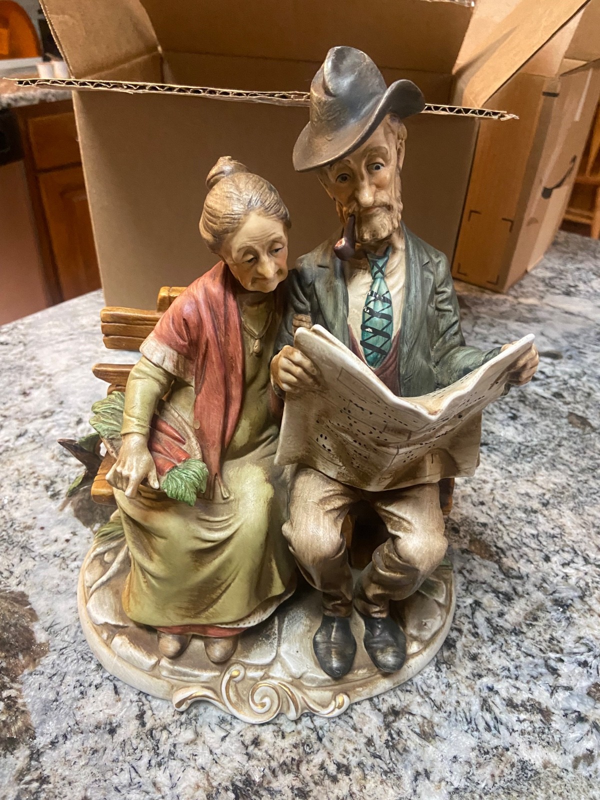 Mirella Collection Capodimonte Italian Porcelain Sculpture Old Couple On Bench Mirella Collection Capodimonte Italian Porcelain Sculpture Old Couple On Bench