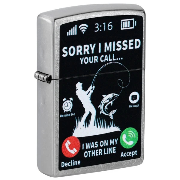 Zippo 47450, Sorry-I Missed Your Call Design, Street Chrome Finish Lighter, Zippo 47450, Sorry-I Missed Your Call Design, Street Chrome Finish Lighter,