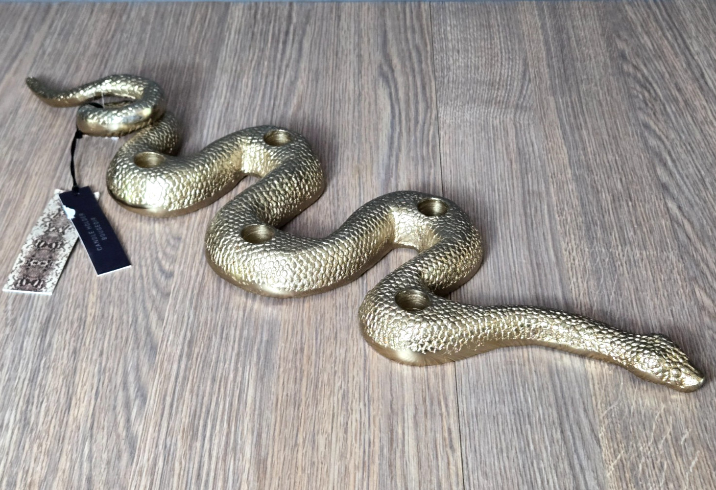 Rachel Zoe gold brass tone cast metal Snake candle holder 24