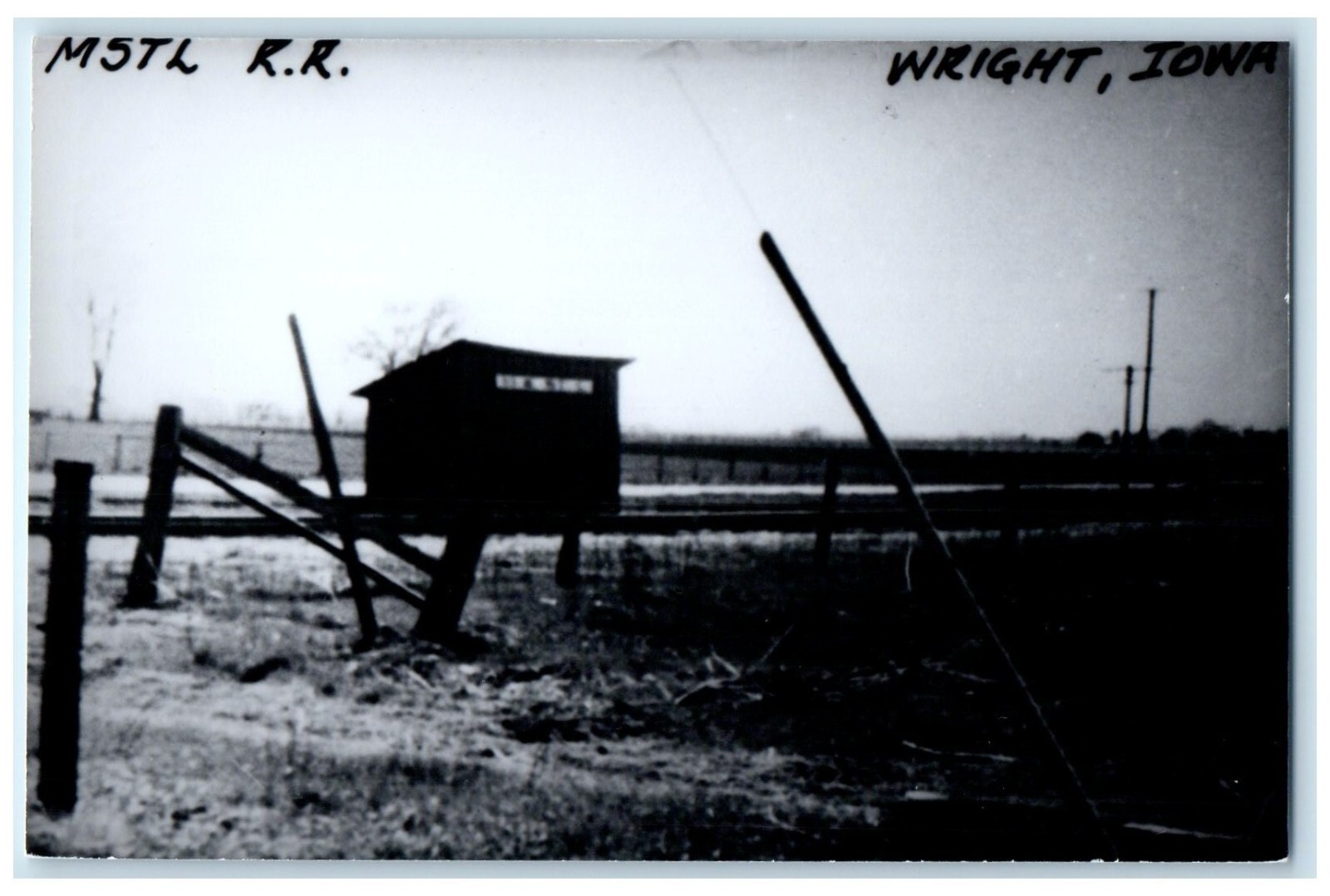c1960\'s MSTL RR Wright Iowa IA Railroad Train Depot Station RPPC Photo Postcard