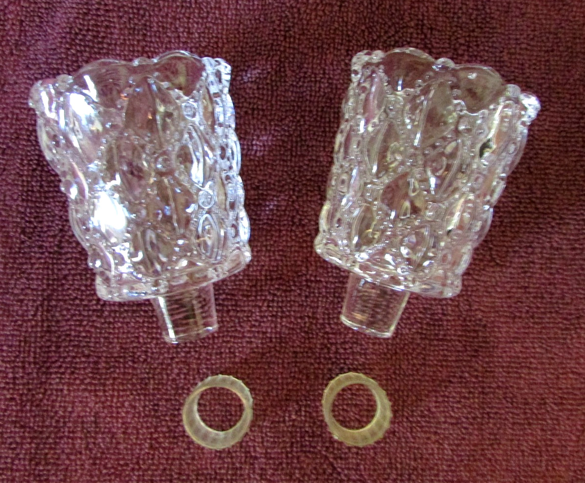 Vintage PartyLite Quilted Clear Crystal Glass Peg Votive Candle Holders Set of 2