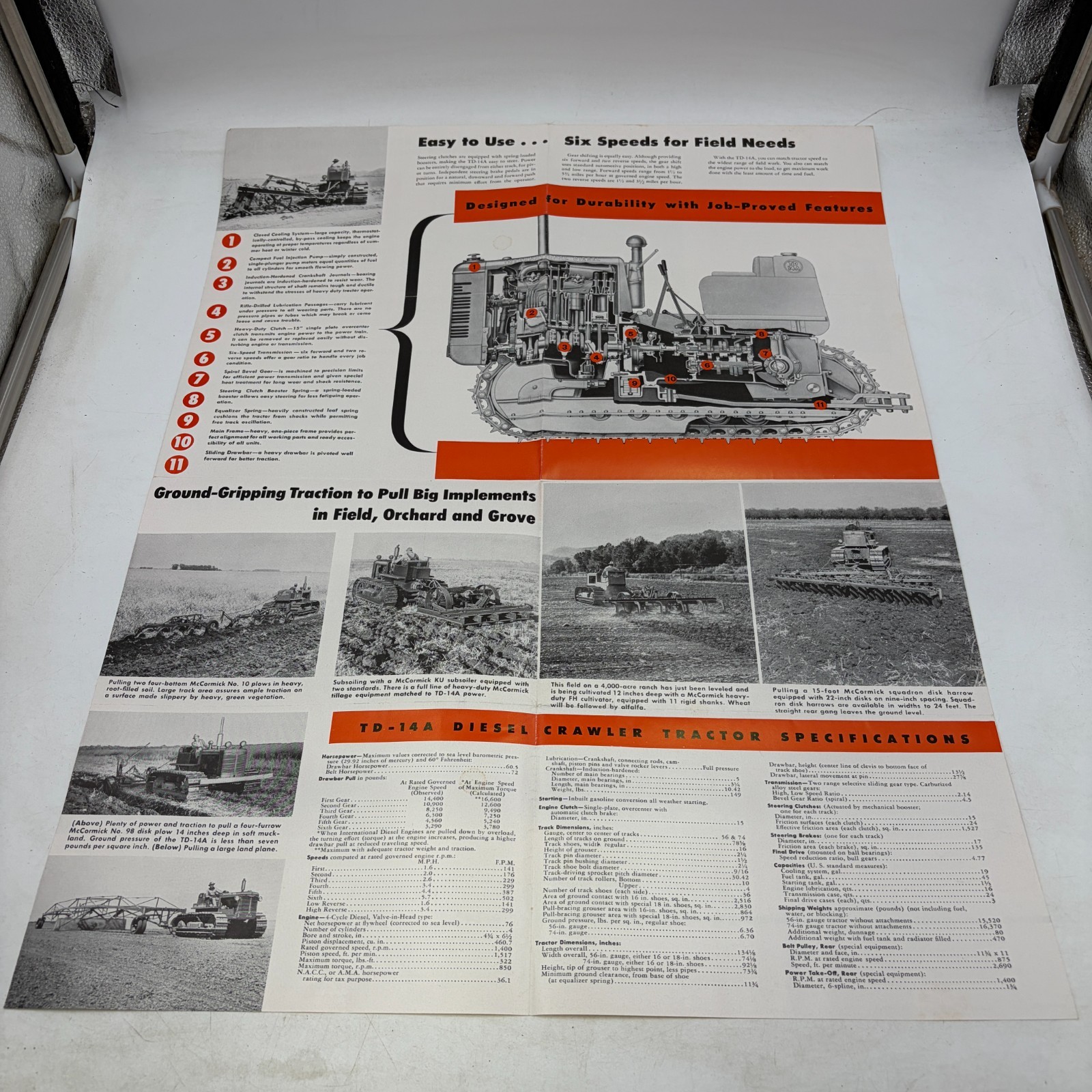 Vtg International Harvester Tractor TD-14A Diesel Crawler Sales Brochure POSTER