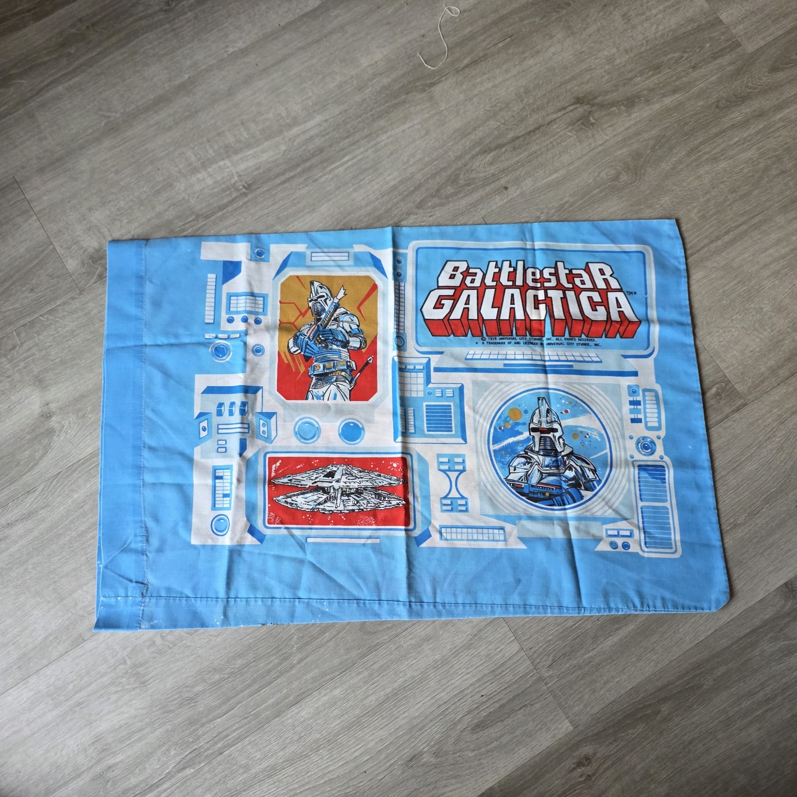 Vintage 1978 Battlestar Galactica Pillowcase Sears Universal City Studios Sci-Fi