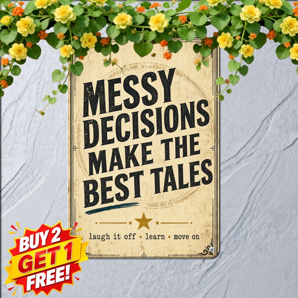 Bad Choices Make Good Stories Metal Sign Rustic Finish Wall Decor 8x12