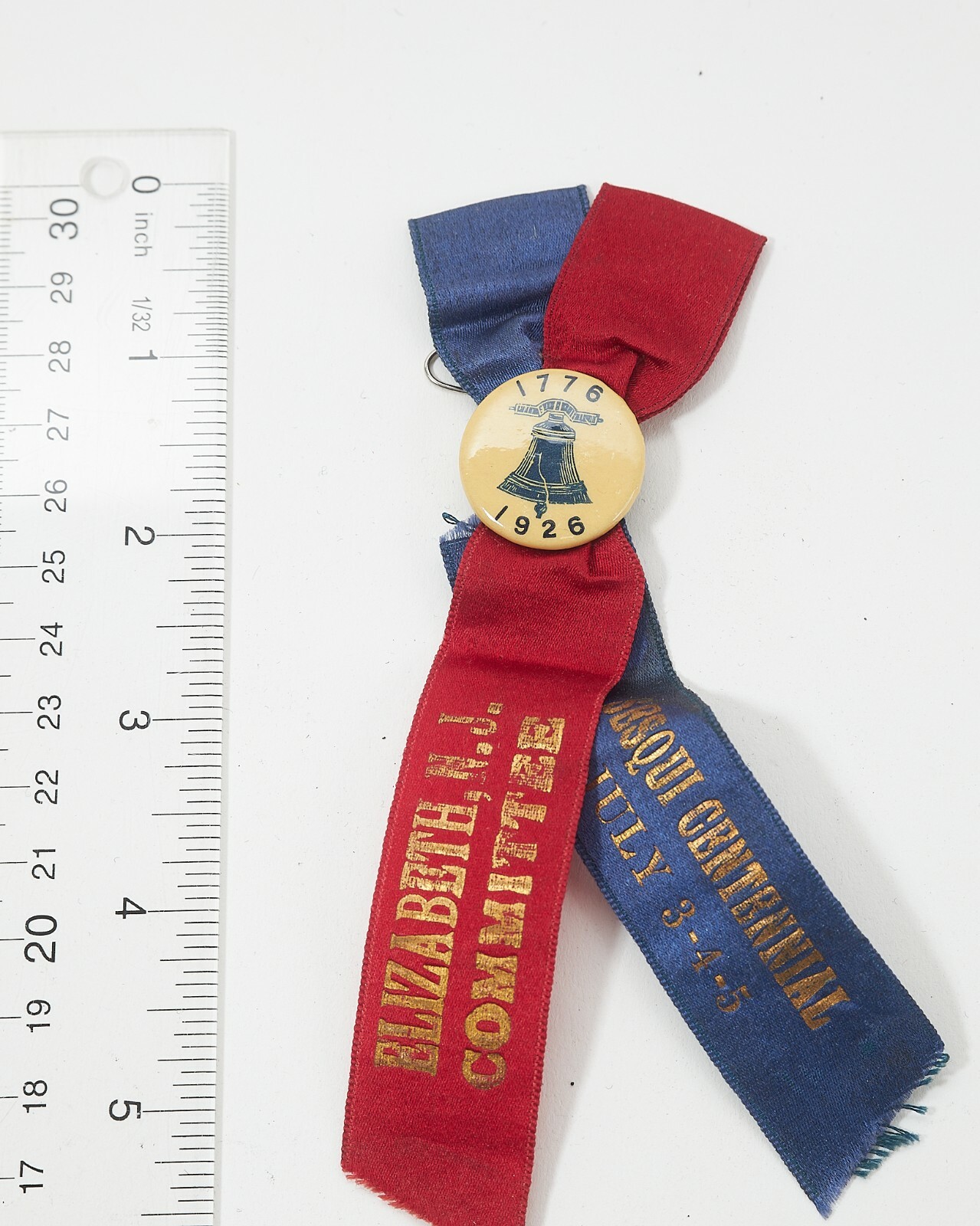 1926 Elizabeth NJ Committee Sesqui Centennial 1776 - 1926 button+ pin, 2 ribbons