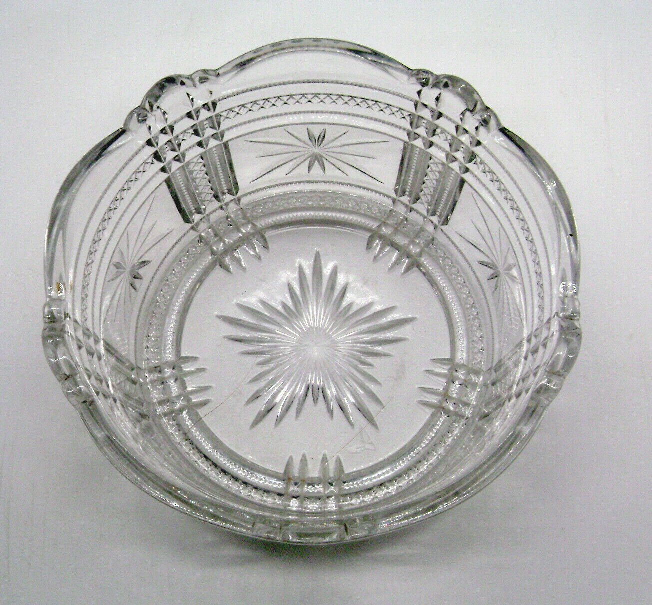 1910 EAPG Line 75 Star in Square Crystal Bowl by Duncan & Miller Glass Co.