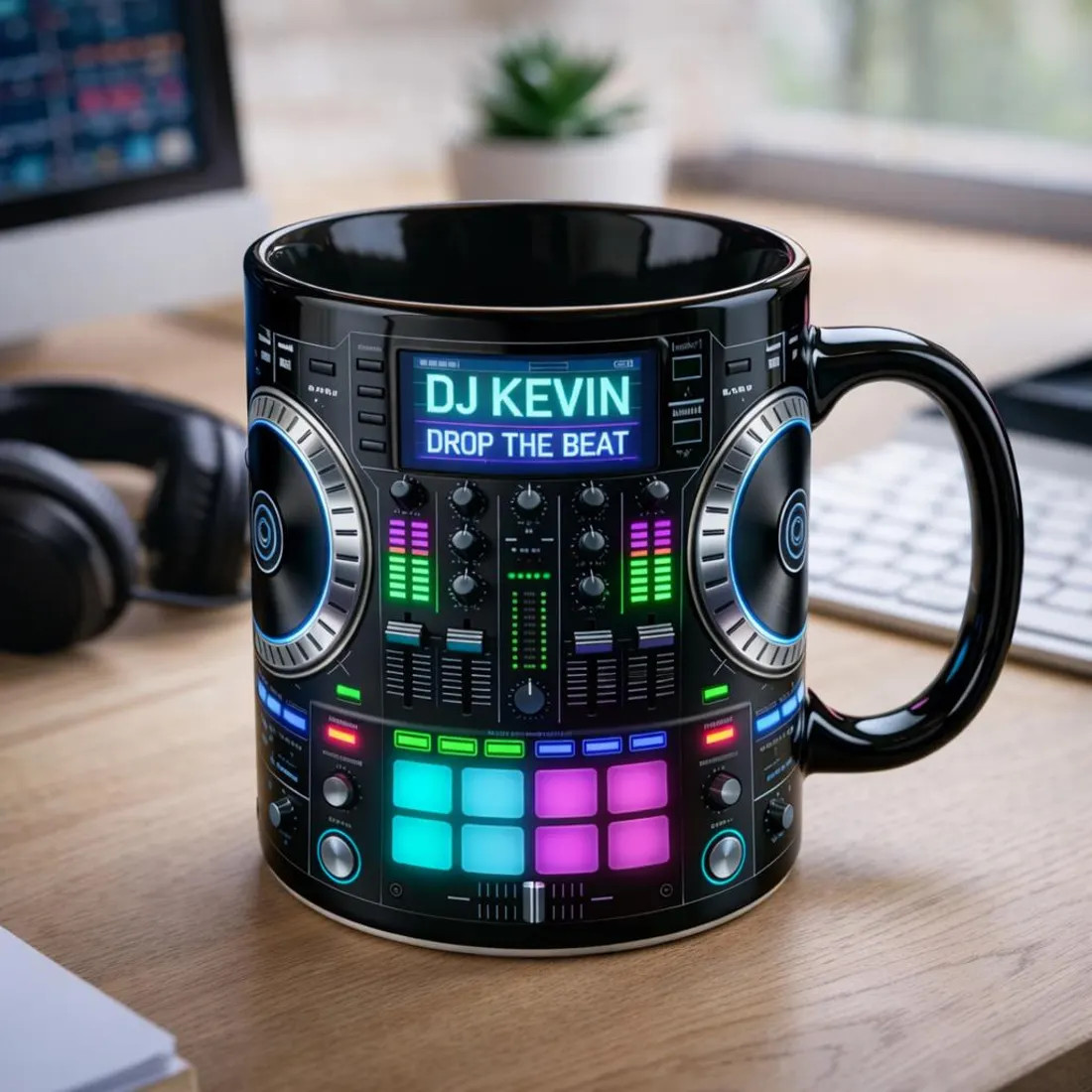 Personalized DJ Mug, Custom Name DJ Coffee Cup, Music Producer Gift,
