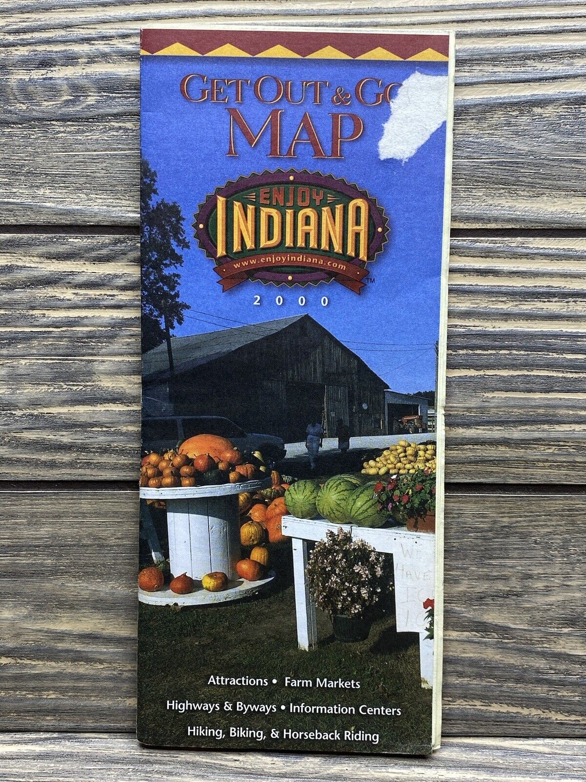 Vintage 2000 Get Out And Go Indiana￼ Map Attractions and Highways