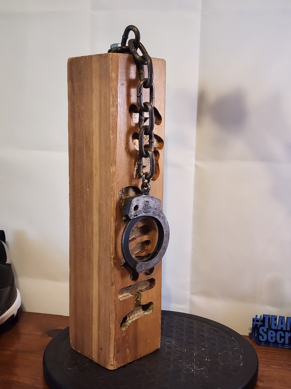Vintage 1987 School Wooden 4x4 HALL PASS punishment, novelty, handcuff, paddle