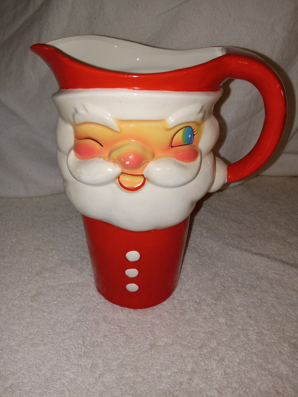 Vintage 1960 Holt Howard Winking Santa Christmas Pitcher 7.5\