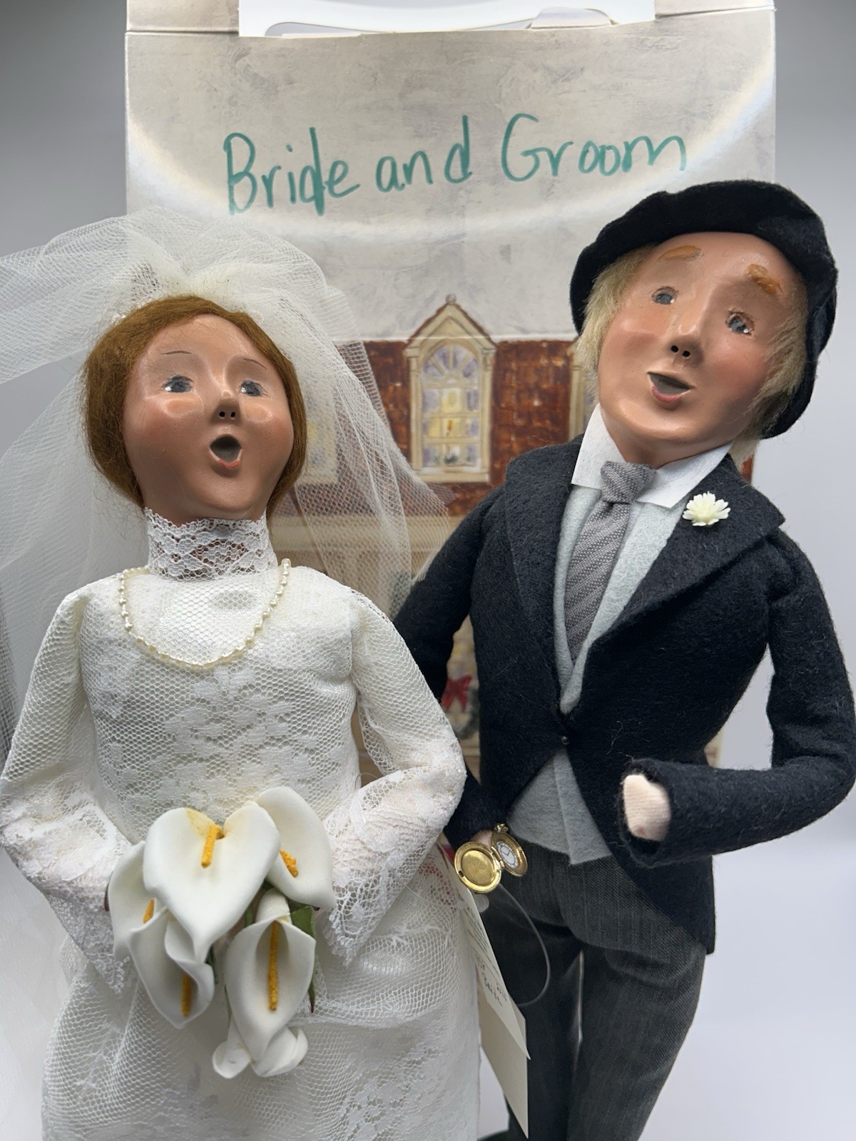 Byers Choice Carolers Bride & Groom Wedding Set 2 Figures with Box/Tote