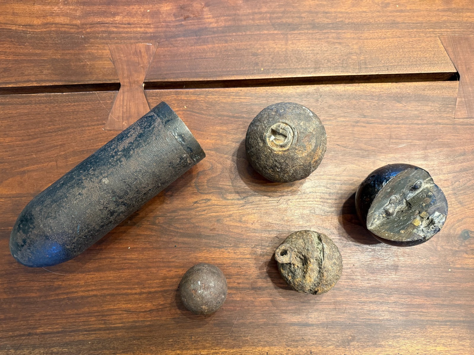 Civil War Artillery Relic Lot 5 Pieces 20 lb Parrott Shell w/ Sabot Ring