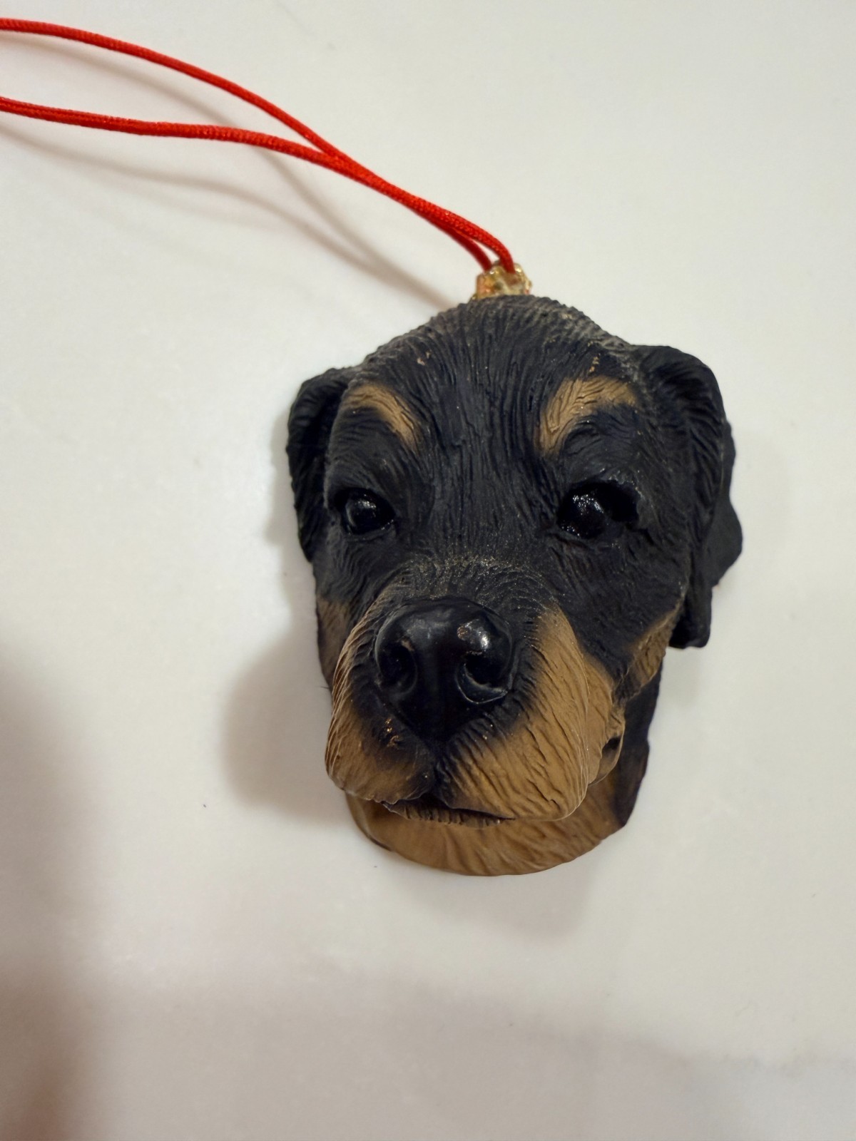 Vintage 2000 Roman Inc Rottweiler Dog Resin Christmas Ornament Head Portrait