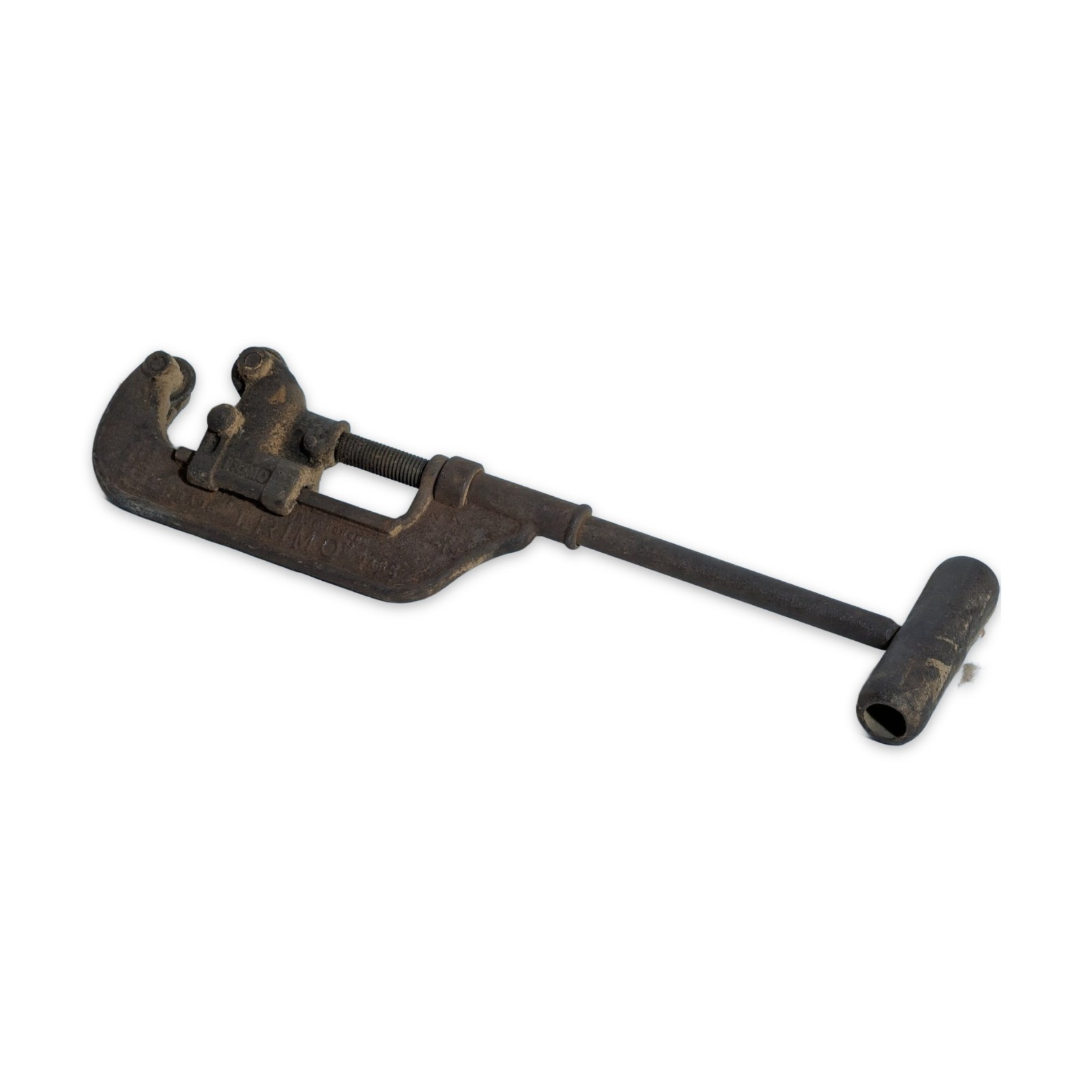 Trimo Antique Cast Iron Pipe Cutter Screw-Feed C-Frame T-Bar Handle 14-15 in Trimo Antique Cast Iron Pipe Cutter Screw-Feed C-Frame T-Bar Handle 14-15 in