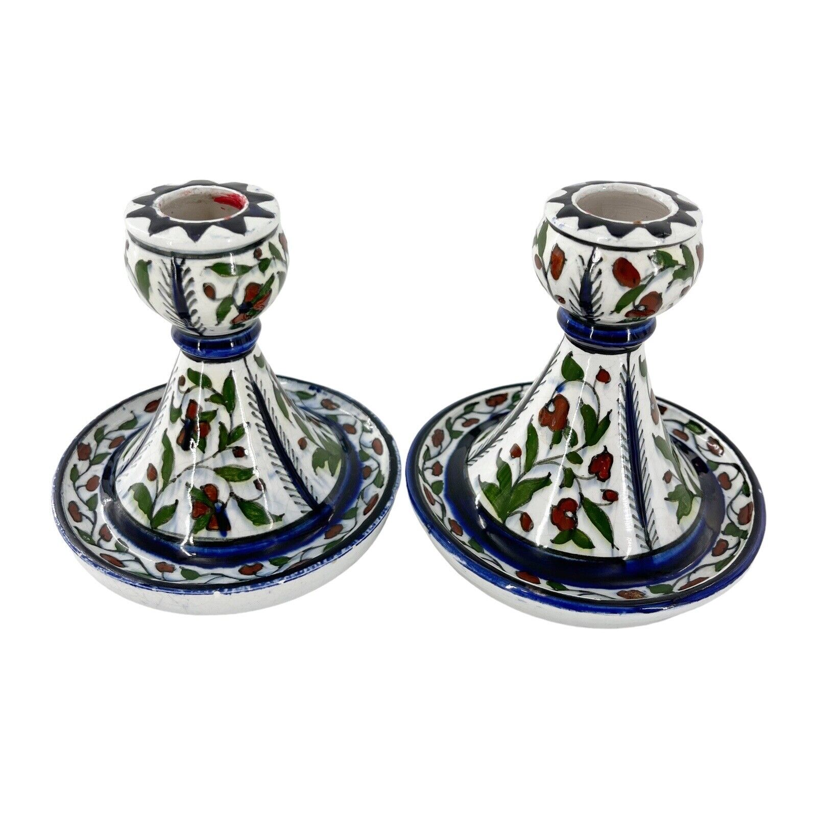 KUTAHYA Porselen Turkish Porcelain Collector Candle Candlestick Moroccan Boho