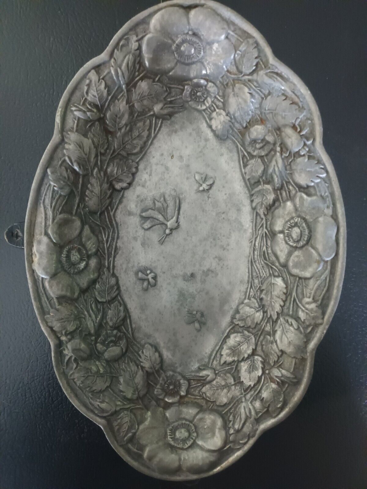  Art Nouveau Pewter Tray with flowers & insects