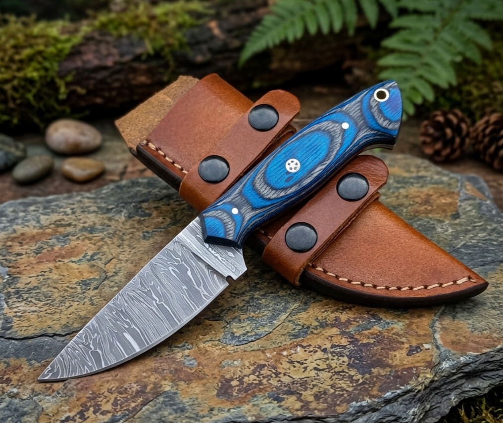 Handmade Damascus Steel Hunting Knife Full Tang Fixed Blade 4 inches