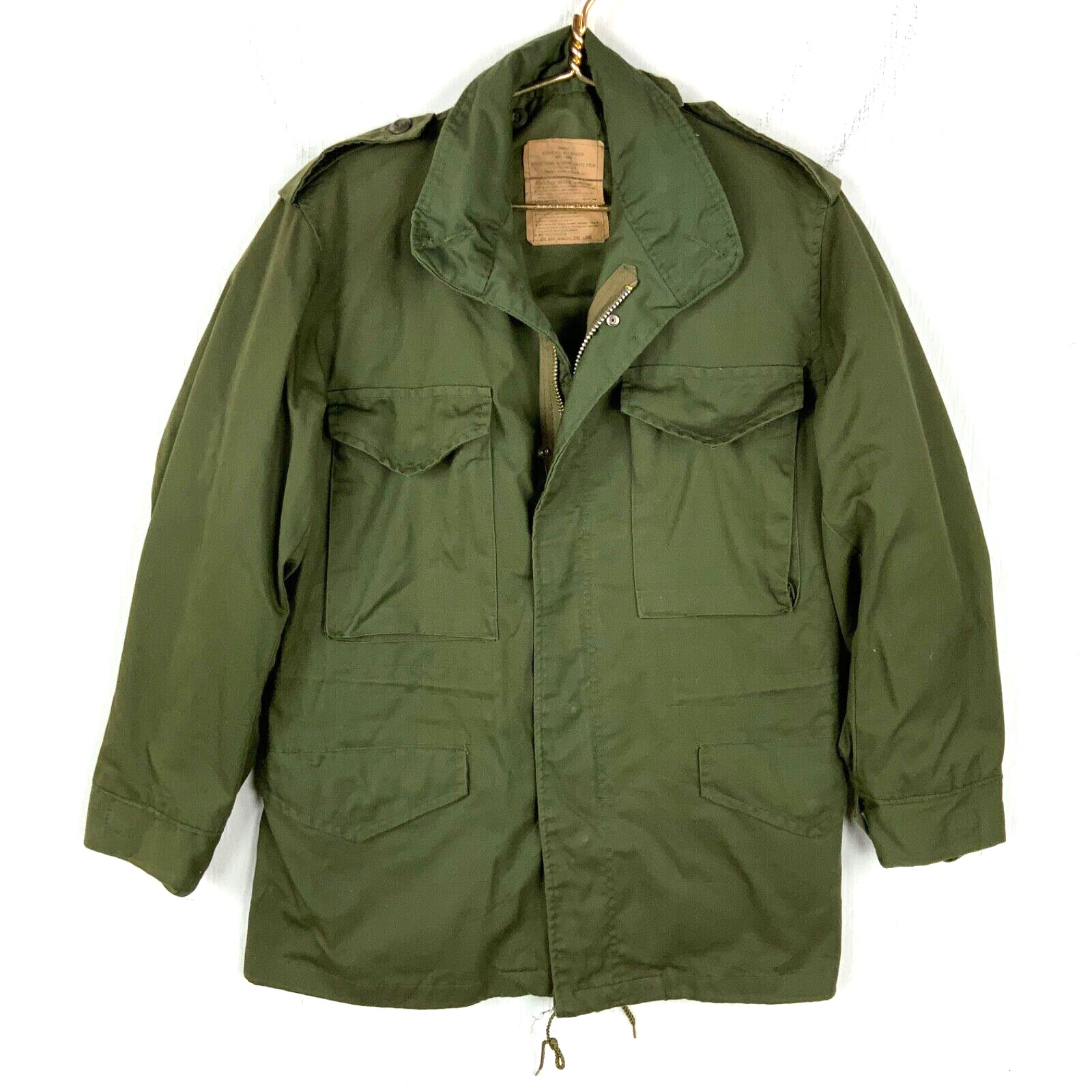 Vintage Military Field Jacket Small Green Lined Full Zip Vietnam Era 60s 70s