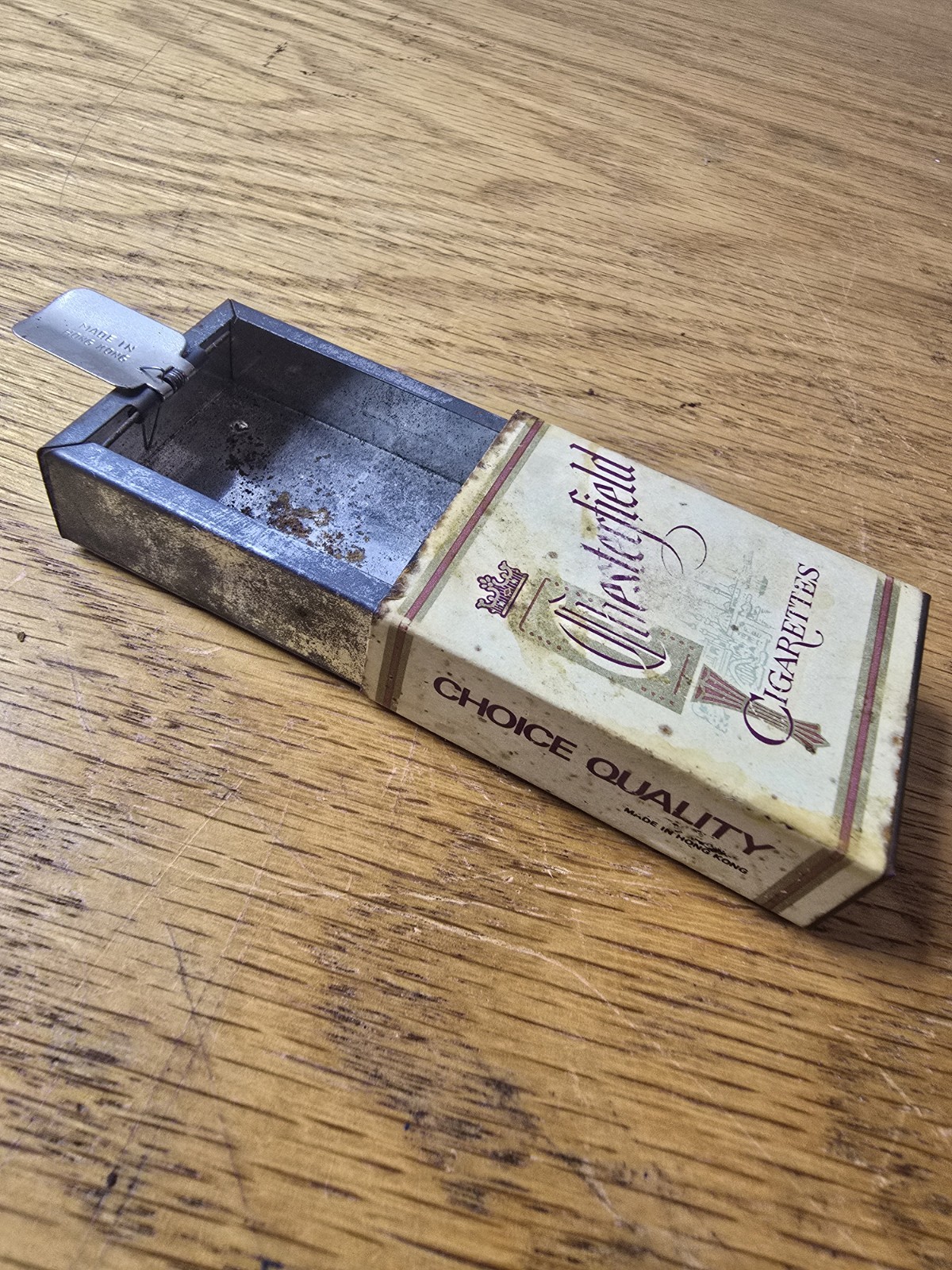 Vintage Chesterfield Cigarettes Metal Slide Pocket Ashtray