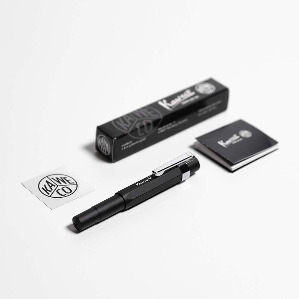 Kaweco AL Sport Fountain Pen Black Fine Nib Octagonal Chrome Clip Kaweco AL Sport Fountain Pen Black Fine Nib Octagonal Chrome Clip