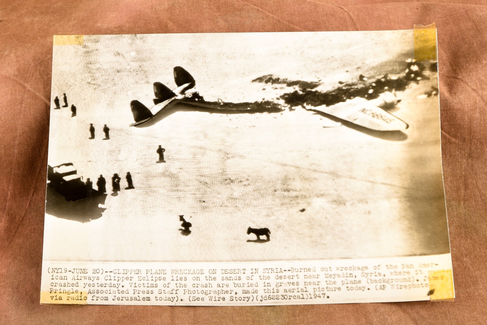 Fatal Plane Crash Aerial View Pan American Syria 8¾x6¼ 1947 AP Wire Photo V36