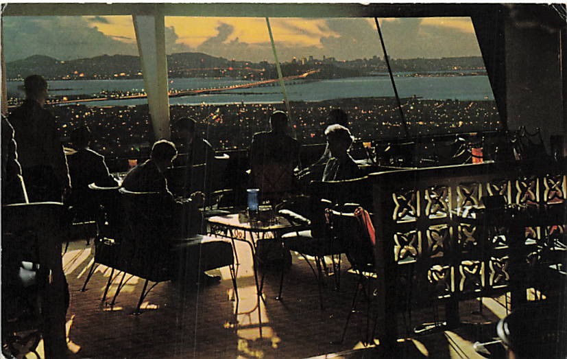 Postcard CA: Claremont Hotel Terrace Lounge Night, Berkeley Posted 1964