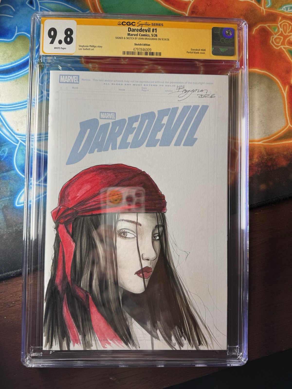 🔥Daredevil #1 2026 SDCC ORIGINAL FULL COVER SKETCH by John Bruggman, CGC 9.8