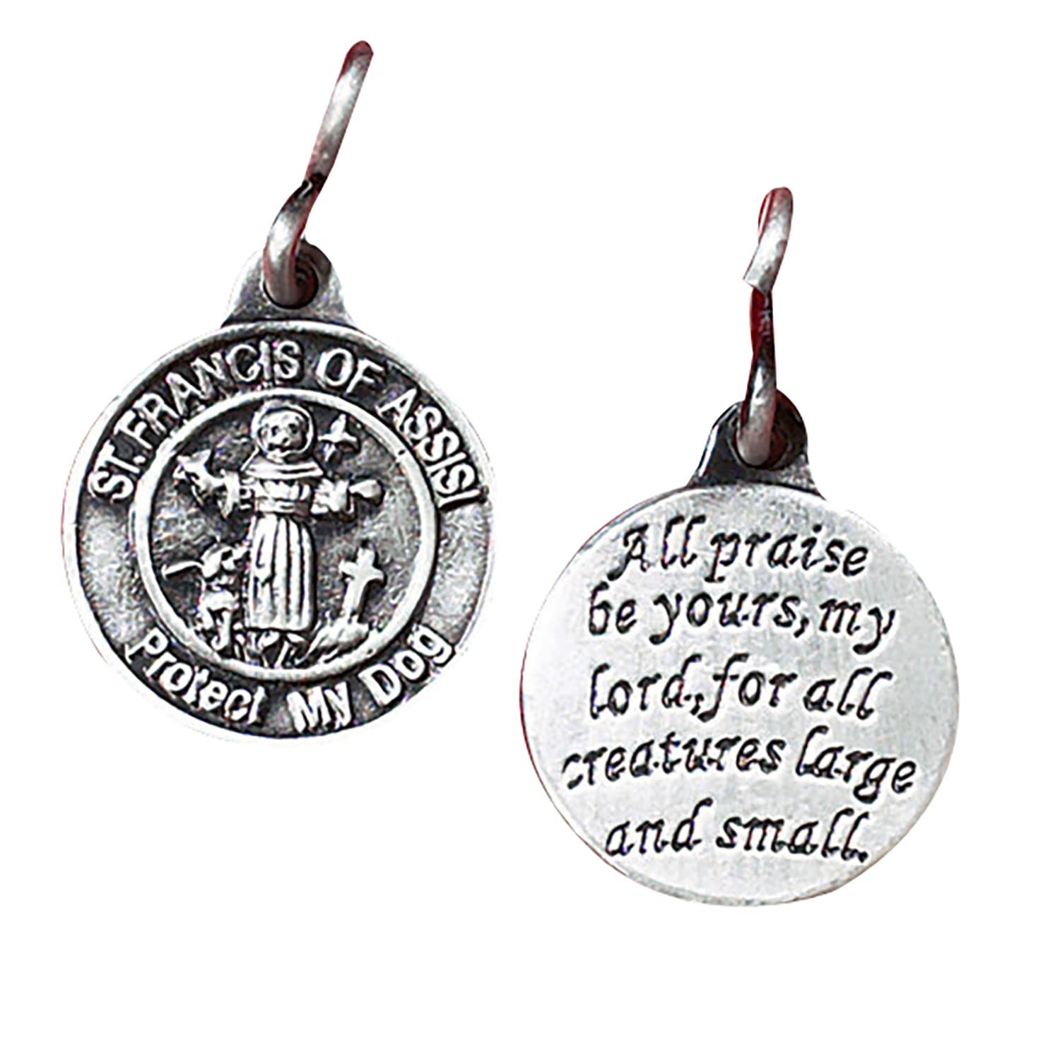 St Francis of Assisi Pewter Dog Tag Pet Medal Collar Charm Protect My Dog