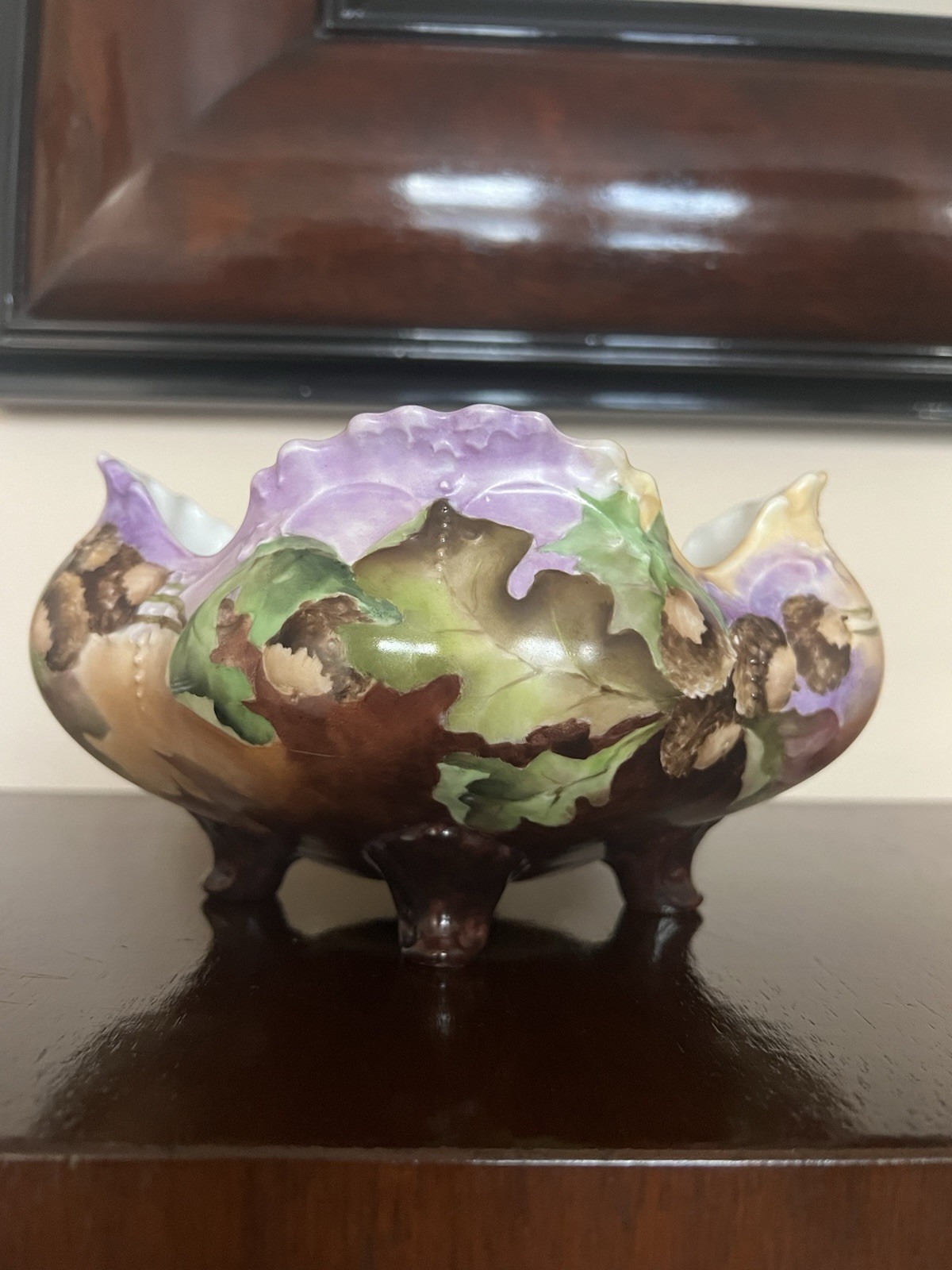 Antique ELS Footed Porcelain Hand Painted Floral Design Antique ELS Footed Porcelain Hand Painted Floral Design