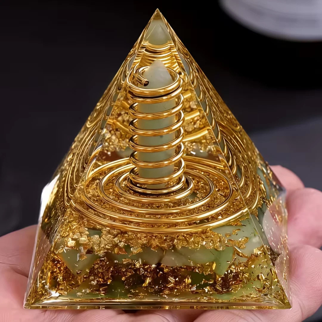 EMF Protection Orgonite Pyramid Green Aventurine Healing Crystal Energy Orgone
