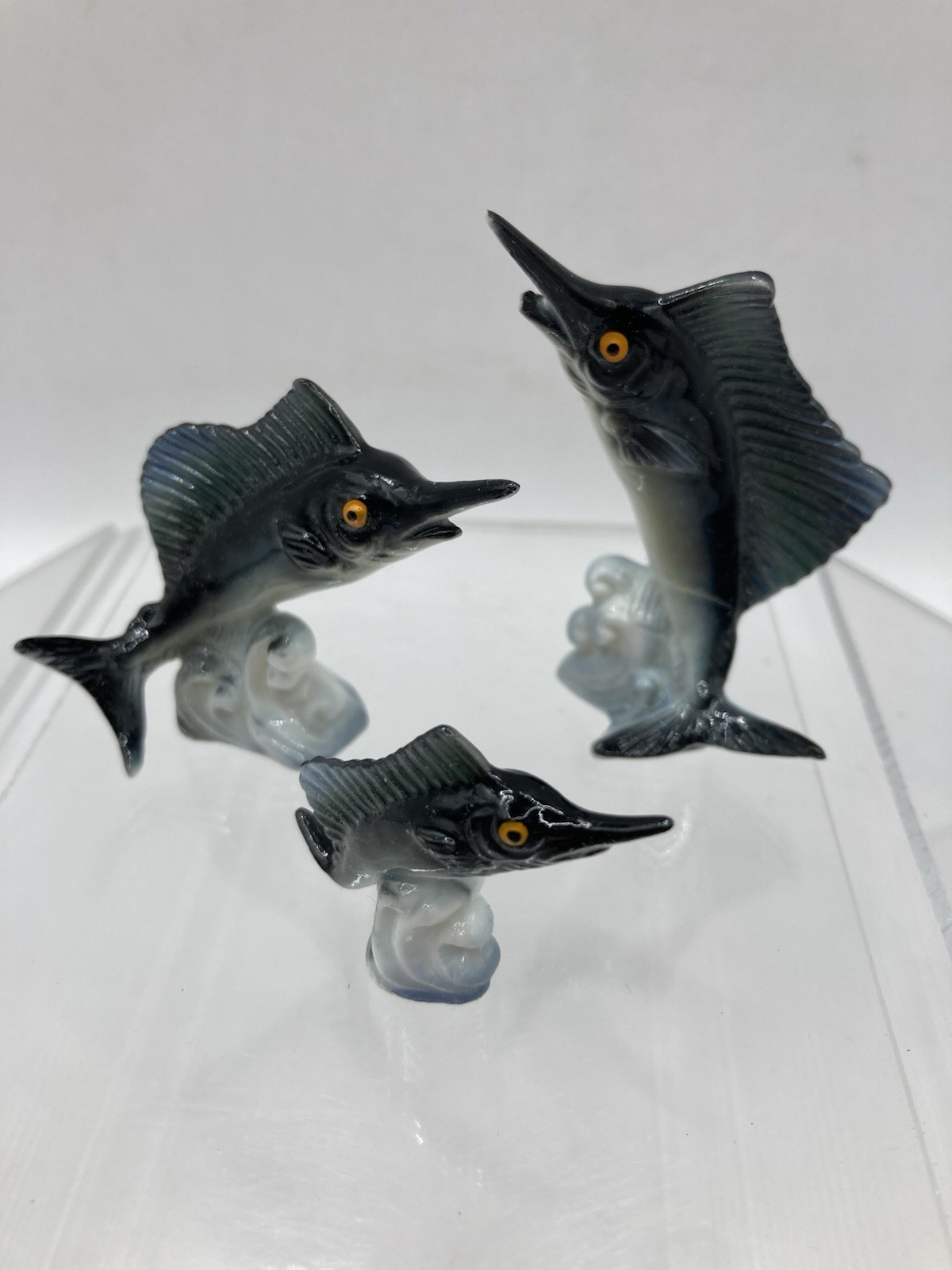 VTG 1959s Mini Bone China Swordfish Family Mom Dad Baby Hi Style by Bridge Japan