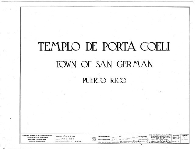 Photo:San German Puerto Rico Templo de Porta Coeli 1930s HABS title sheet
