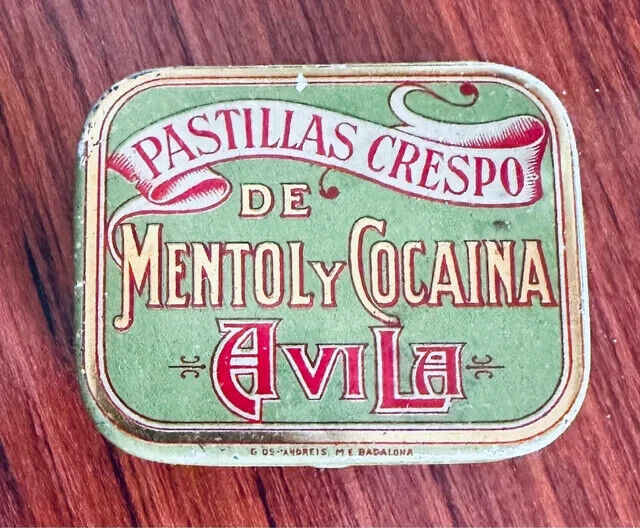 ANTIQUE OLD SPANISH COCAINE MEDICINE TIN EMPTY BOX EARLY 1900. PHARMACY. CRESPO.