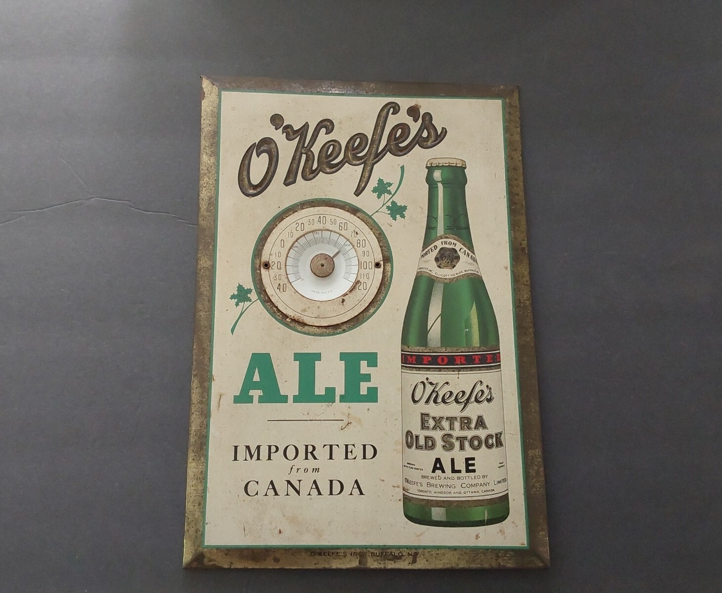 Vintage O'Keefe's Extra Old Stock Ale Wall Advertising Thermometer Canada Beer 