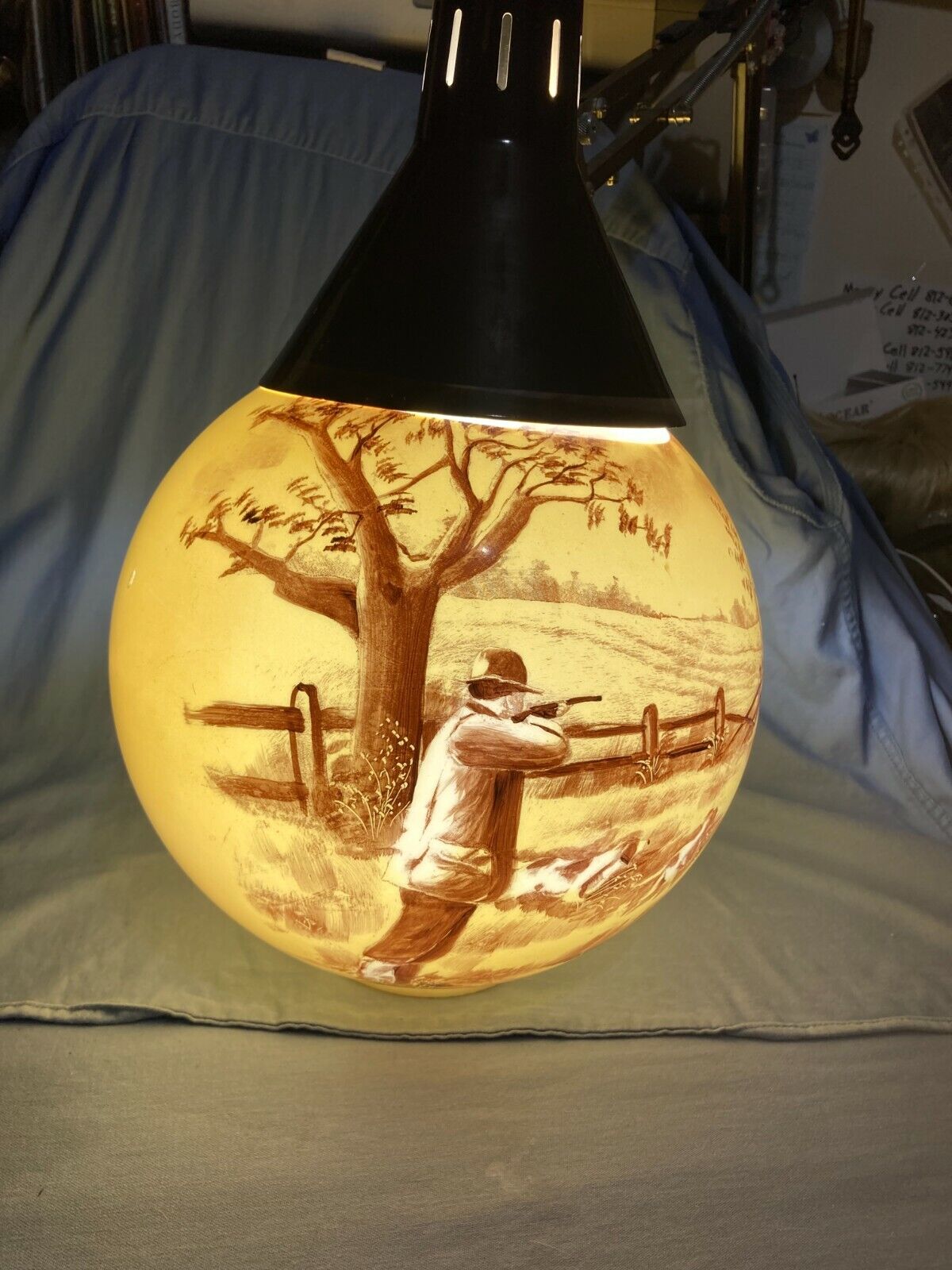 BRADLEY & HUBBARD 1880s GWTW OIL LAMP HUNTER HUNTING LODGE GLOBE LIGHT 11\